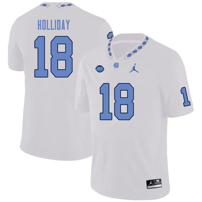 Men #18 Christopher Holliday North Carolina Tar Heels College Football Jerseys Sale-White